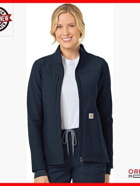 Women's Medical Scrub Jacket Long Sleeve Fleece Water Resistant Modern Fit